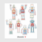 Kute 1950s Style Retro  robots Sticker (Vel)