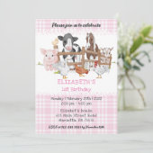 Kute 1e verjaardag boerderijdieren Barnyard Kind I Kaart (Staand voorkant)