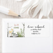 Kute 1st Birthday Wild One Brown Fawn & Trees Etiket (Insitu)