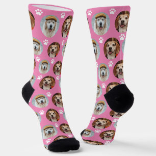 Kute 2 Pet 2 Foto Paw Print Pink Sokken