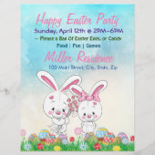Kute 2-roze paashaas, Happy Paasfeest Flyer (Achterkant)