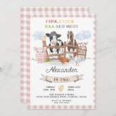 Kute 2e verjaardag boerderijdieren Barnyard Kinder Kaart (Voorkant / Achterkant)