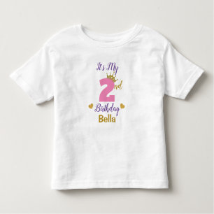Kute 2e verjaardag Gold Crown & Stars Custom Kinder Shirts