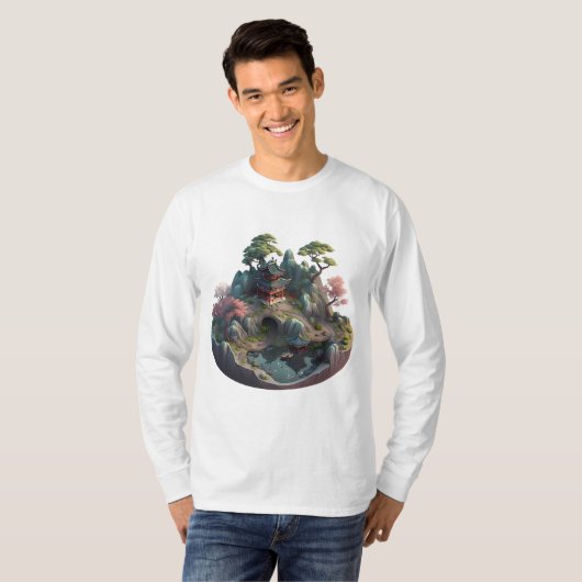 Kute 3D Landscape Mannen Long-sleeve T-shirt (Voorkant volledig)