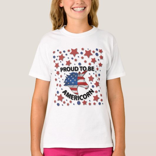 Kute 4 juli red, white and blue Americorn T-shirt (Voorkant)