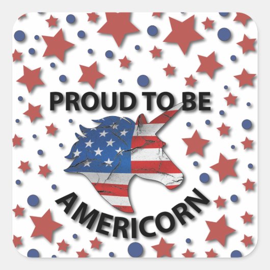 Kute 4 juli red, white and blue Americorn Vierkante Sticker (Voorkant)