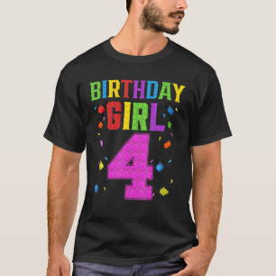 Kute 4e verjaardag 4 jaar oude Block Building Gir T-shirt