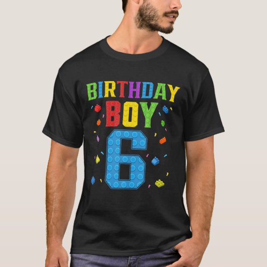 Kute 6e verjaardag Gift 6 jaar oud Block Building T-shirt (Voorkant)
