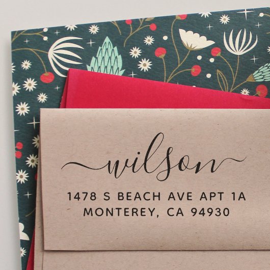 Kute aangepaste adresstempel met Script Font Zelfinktende Stempel