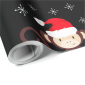 Kute aap in de sneeuw, vrolijke kerst cadeaupapier (Rol Hoek)