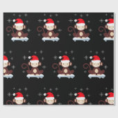 Kute aap in de sneeuw, vrolijke kerst cadeaupapier (Vlak)