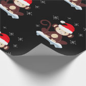 Kute aap in de sneeuw, vrolijke kerst cadeaupapier (Hoek)