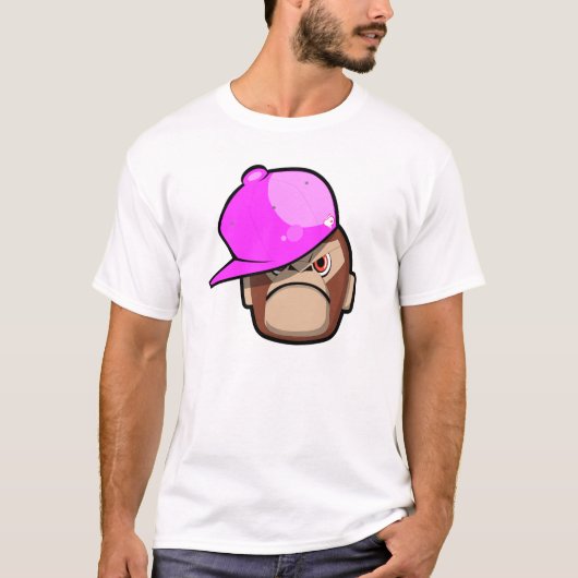 Kute aap in roze appelstijl (op wit shirt) t-shirt (Voorkant)