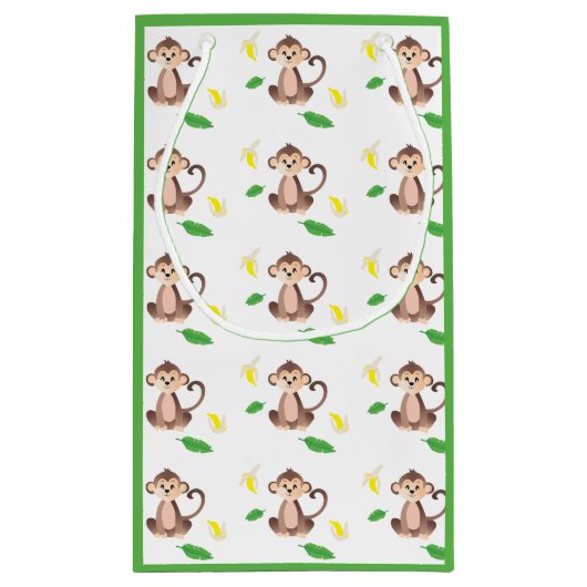 Kute aap met Banana Peels Pattern Green Klein Cadeauzakje (Achterkant)