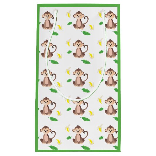 Kute aap met Banana Peels Pattern Green Klein Cadeauzakje (Voorkant)