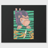 Kute aap met bananen cadeaupapier (Vlak)
