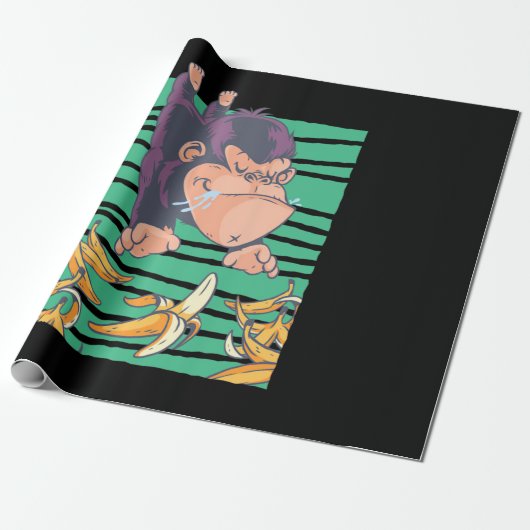 Kute aap met bananen cadeaupapier (Uitgerold)