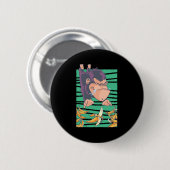 Kute aap met bananen ronde button 5,7 cm (Voorkant /achterkant)