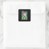 Kute aap met bananen vierkante sticker (Tas)