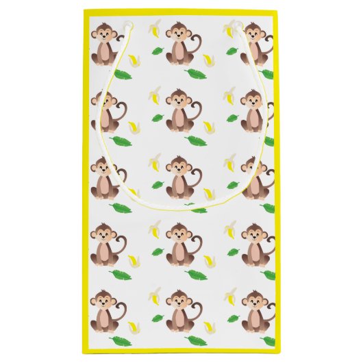 Kute aap met geel bananenpatroon klein cadeauzakje (Achterkant)
