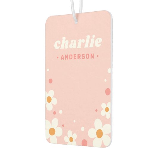 Kute aardbery blossom retro font name light roze luchtverfrisser (Links)