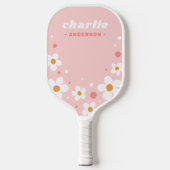 Kute aardbery blossom retro font name light roze pickleball paddle (Voorkant)