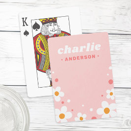 Kute aardbery blossom retro font name light roze pokerkaarten