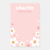 Kute aardbery blossom retro font name light roze post-it® notes (Voorkant)
