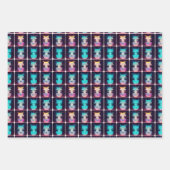 Kute Abstract Girl met Horns Pattern Inpakpapier Vel (Voorkant 3)