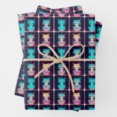 Kute Abstract Girl met Horns Pattern Inpakpapier Vel (In situ)