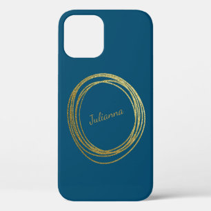 Kute Abstract Gold Glitter Personated Blauwgroen B Case-Mate iPhone Case