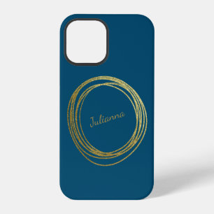 Kute Abstract Gold Glitter Personated Blauwgroen B iPhone 12 Pro Hoesje