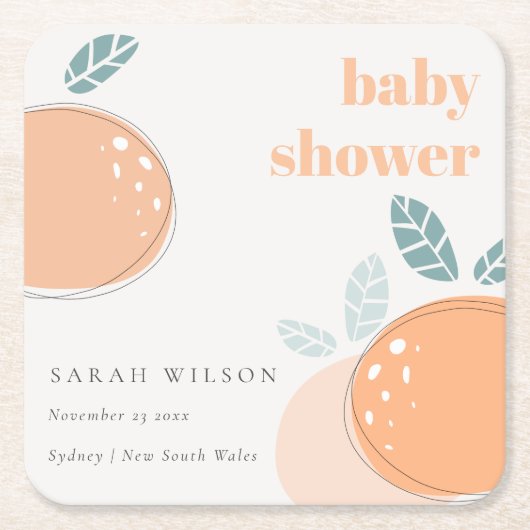 Kute Abstract Oranje ruity Bold Baby shower Kartonnen Onderzetters (Voorkant)