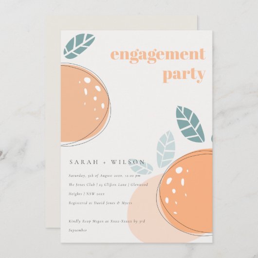 Kute Abstract Oranje ruity Bold Verloving Kaart (Voorkant / Achterkant)