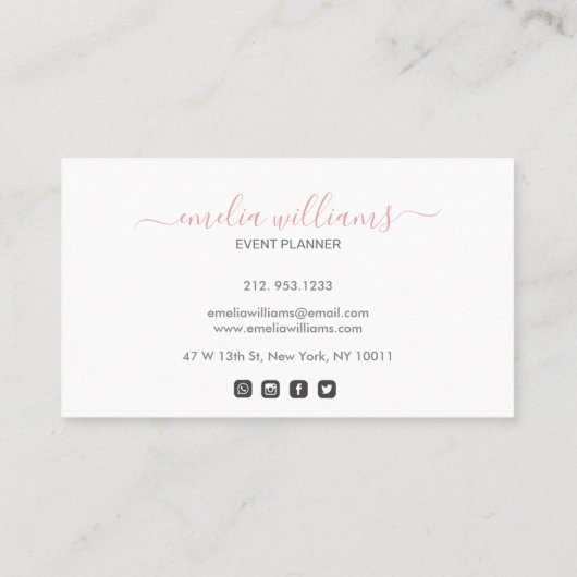 Kute Abstracte Blush roze grijze Waterverf Handtek Visitekaartje (Achterkant)