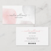 Kute Abstracte Blush roze grijze Waterverf Handtek Visitekaartje (Voorkant / Achterkant)