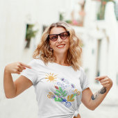 Kute Abstracte Flowers en Sun T-shirt