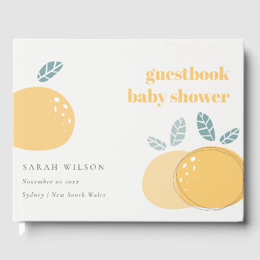 Kute Abstracte Lemon Citrus Fruity Bold Baby showe Gastenboek (Voorkant)