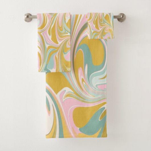 Kute Abstracte marmer Swirl in Earthy Pink en Gold Bad Handdoek (Insitu)