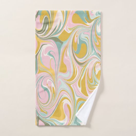 Kute Abstracte marmer Swirl in Earthy Pink en Gold Bad Handdoek (Handdoek)