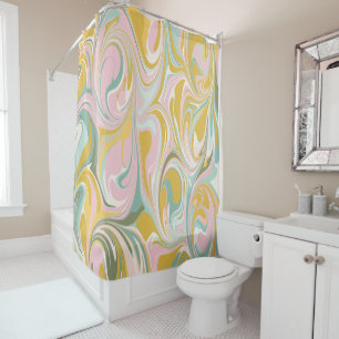 Kute Abstracte marmer Swirl in Earthy Pink en Gold Douchegordijn