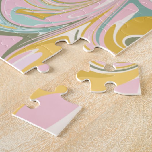Kute Abstracte marmer Swirl in Earthy Pink en Gold Legpuzzel (Zijkant)