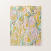Kute Abstracte marmer Swirl in Earthy Pink en Gold Legpuzzel (Verticaal)
