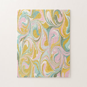 Kute Abstracte marmer Swirl in Earthy Pink en Gold Legpuzzel