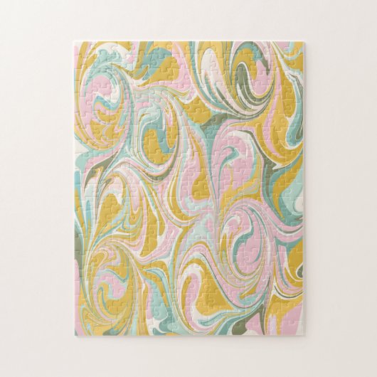 Kute Abstracte marmer Swirl in Earthy Pink en Gold Legpuzzel (Verticaal)