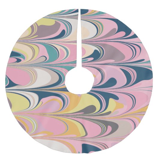 Kute Abstracte marmer verfdraai in roze Kerstboom Rok (Voorkant)