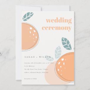 Kute Abstracte Oranje laffy Fruity Bold Wedding Kaart