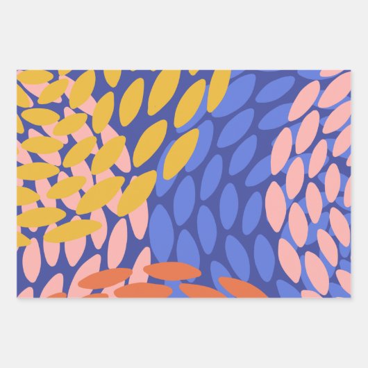 Kute Abstracte vormen Pattern Blue Red Roze Inpakpapier Vel (Voorkant 2)