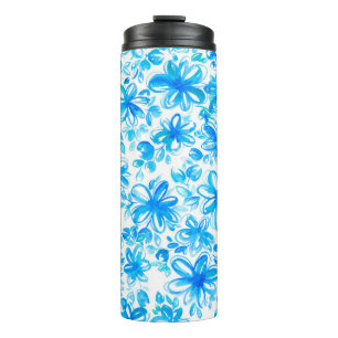 Kute abstracte waterverf floral chintz naadloze pa thermosbeker