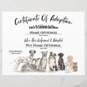 Kute Adoption Pet Puppy Dog Certificate (Voorkant)